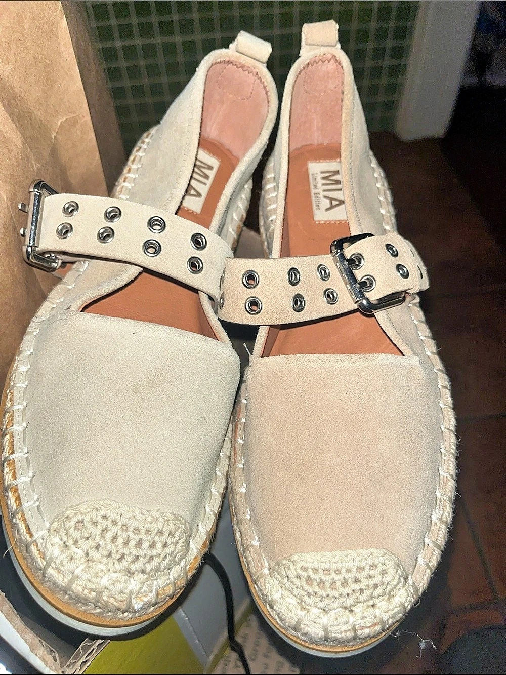 MIA Ela Espadrille Platform Mary Jane Beige